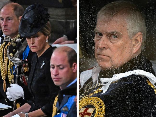 Royals ‘unhappy’ with disgraced Prince Andrew. Picture: Ben Stansall - WPA Pool/Getty Images;Toby Melville - WPA Pool/Getty Images