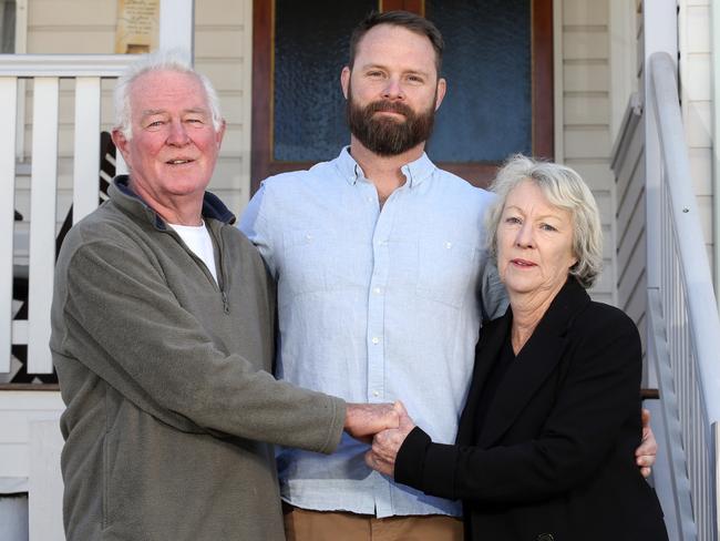 David and Mary McCarthy with Jonathan Walter at their home in Toowoomba. Picture: Gary Ramage