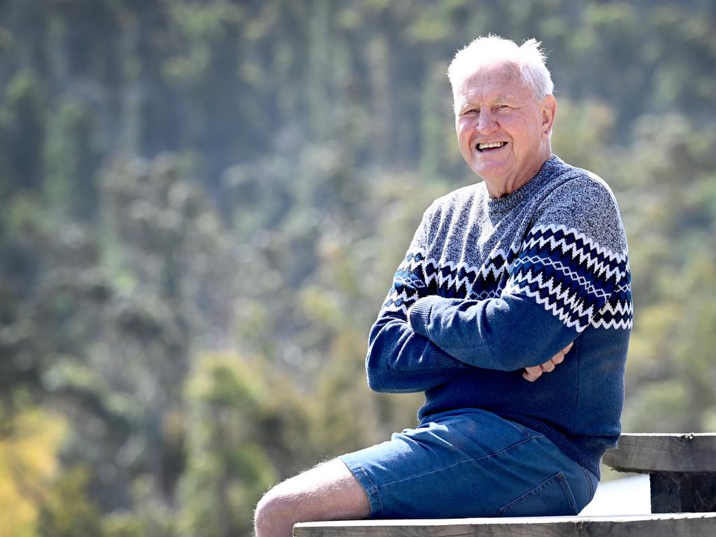 Ron Coote at his rebuilt home at his Lake Conjola. Picture: Jeremy Piper