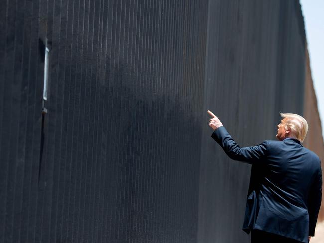 Former US President Donald Trump participates in a ceremony commemorating the 200th mile of border wall at the border with Mexico in San Luis, Arizona. Picture: AFP