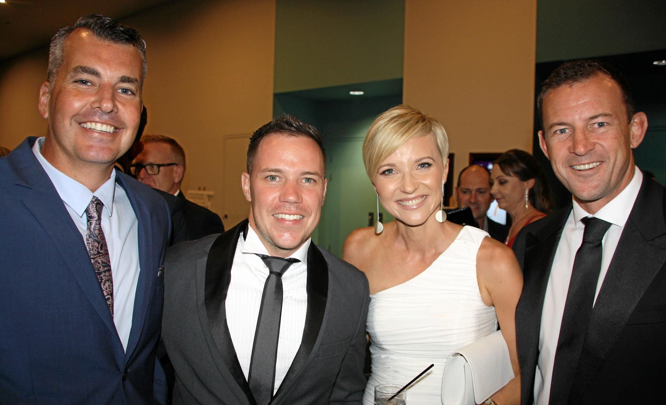 Tristan Brown, Joey Ruskin, Amber Werchon and Paul McHugh of Amber Werchon Property at the 2018 REIQ State Awards for Excellence at the Brisbane Royal International Convention Centre. Picture: Erle Levey