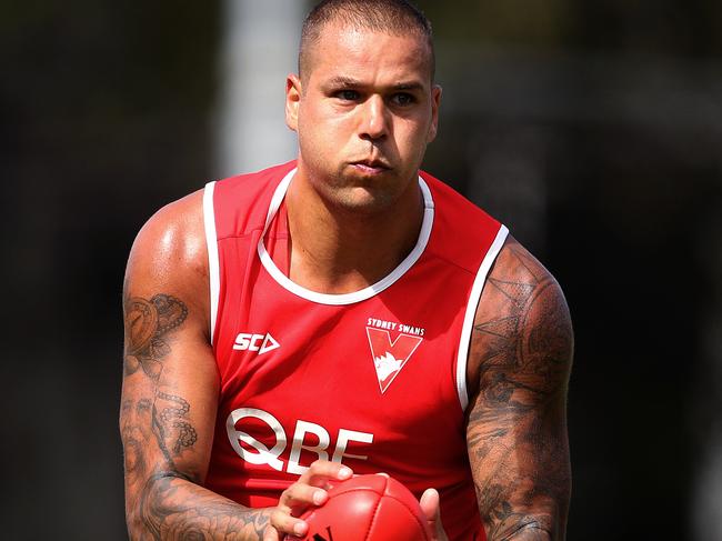 Lance Franklin during the Sydney Swans full squad first day of pre season training. Picture. Phil Hillyard