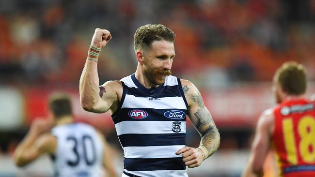 Zach Tuohy celebrates. (Photo by Albert Perez/AFL Photos/via Getty Images)