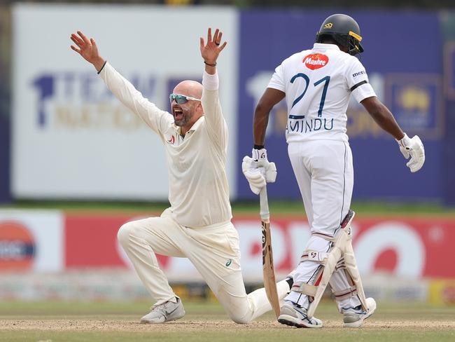 Nathan Lyon took four wickets in Sri Lanka’s second innings. Picture: Getty Images