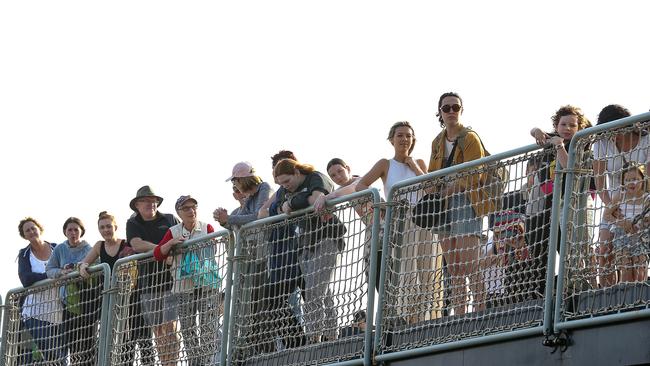 The navy ship MV Sycamore arriving at the port of Hastings with evacuees from Mallacoota. Picture: Ian Currie