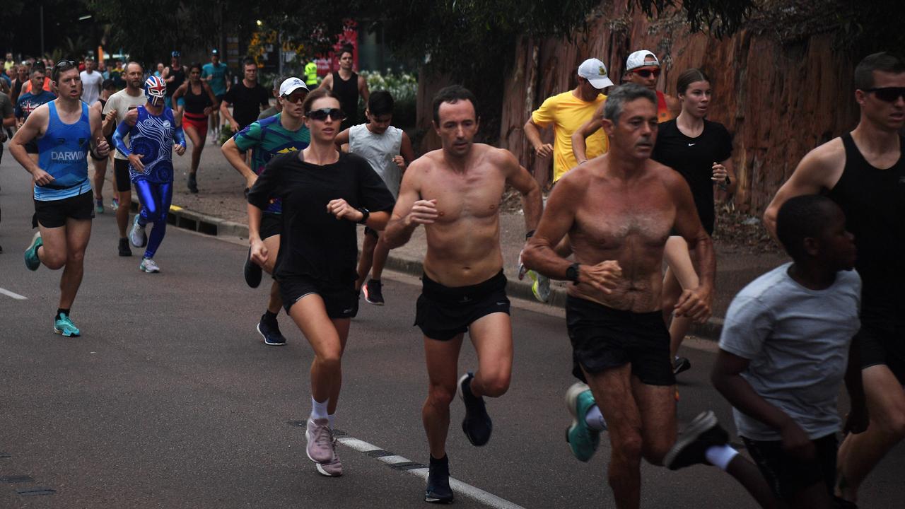 Hundreds take off in the Australia Day 2023 fun run at Darwin Waterfront. Picture: (A)manda Parkinson