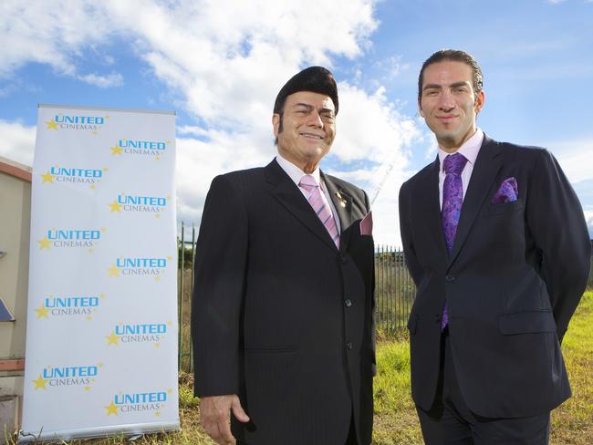 Roy Mustaca, United Cinemas chairman with his son, Sam, the CEO, who said the family has always been keen to have a business in Manly. Picture: Supplied