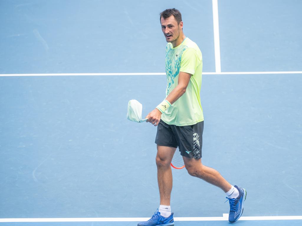 Bernard Tomic’s Australian Open is over before it begun. Picture: Tony Gough