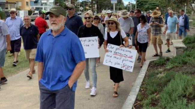 Residents arrive at a protest meeting about development at Bilinga on the southern Gold Coast.