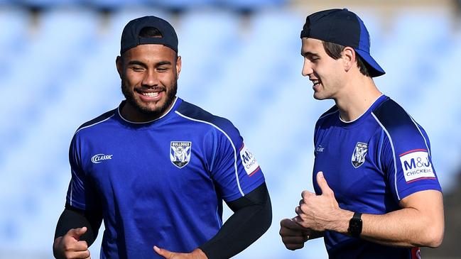 Christian Crichton (left) has moved on from the Panthers to the Bulldogs. Picture: AAP