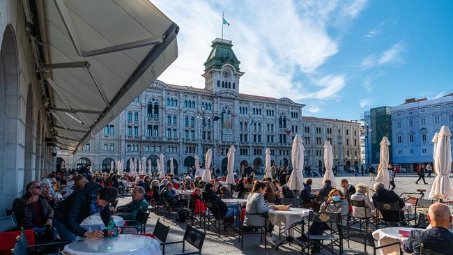 Piazza Unita d’Italia, the main square in Trieste, on sunny October day.