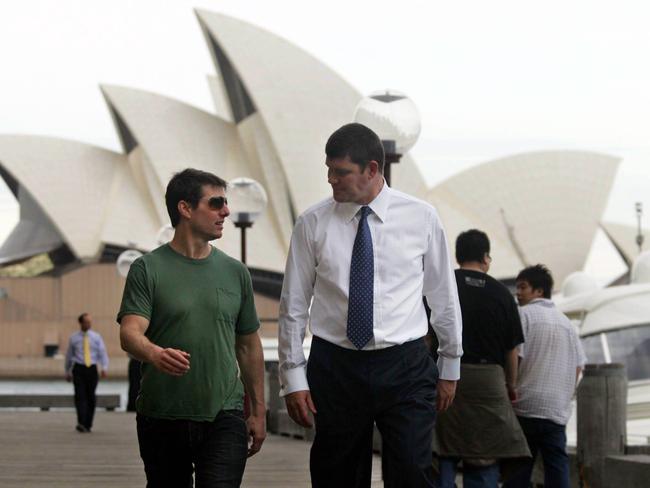 Tom Cruise and James Packer in Sydney for the memorial service for Kerry Packer 2006.