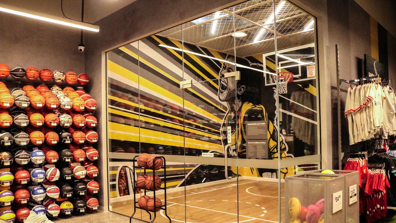 The Basketball Experience Zone at the Rebel Sport Launceston store on York Street. Picture: Stephanie Dalton