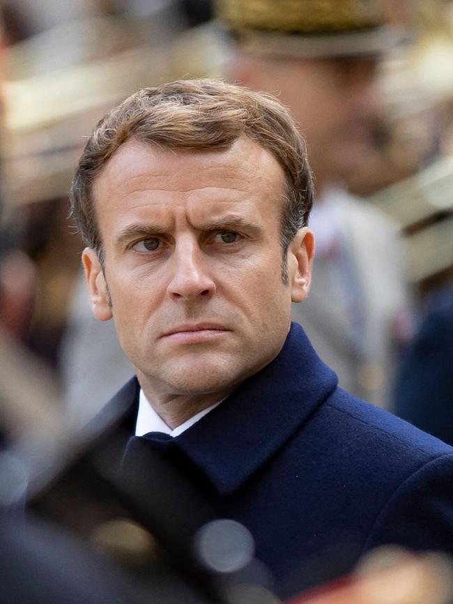 French President Emmanuel Macron accused Prime Minister Scott Morrison of lying over the handling of the Attack-class submarine contract. Picture: Ian Langsdon/ AFP