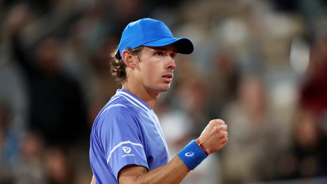 Alex De Minaur of Australia celebrates. Photo by Clive Brunskill/Getty Images.