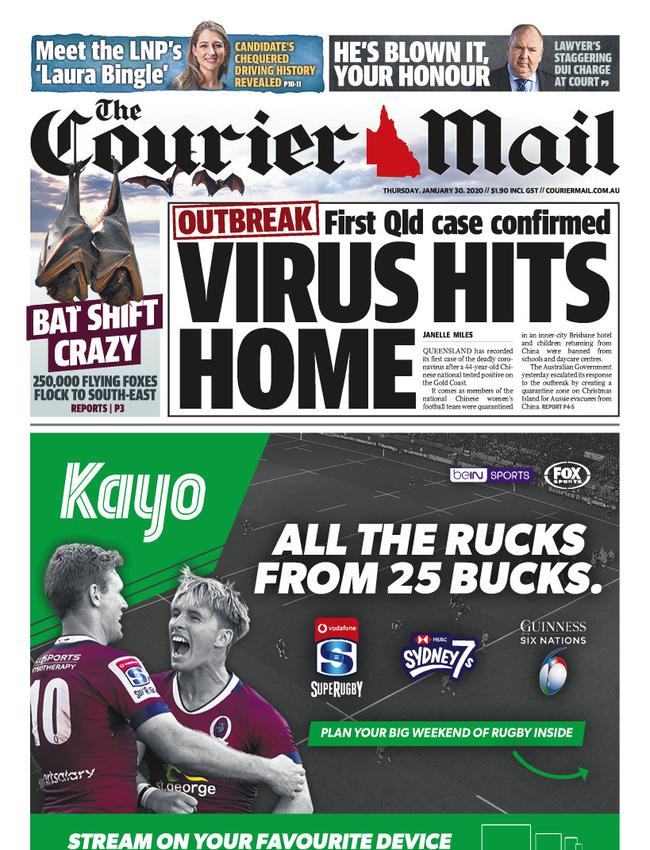 The Courier-Mail front page for January 30, 2020