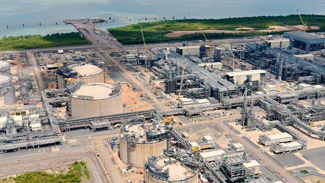 The cryogenic storage tanks at Inpex's Ichthys LNG Project at Bladin Point.