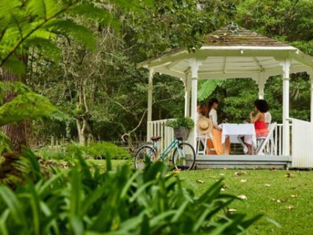 The tastings often take place in the gazebo within the gardens.