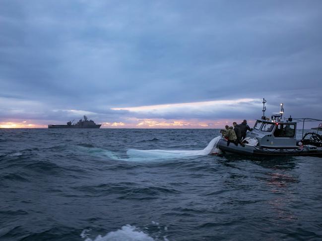 The Chinese spy balloon was shot down on Saturday. Picture: US Navy