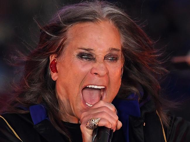 INGLEWOOD, CALIFORNIA - SEPTEMBER 08:  Musician Ozzy Osbourne performs during half-time of the NFL game between the Los Angeles Rams and the Buffalo Bills at SoFi Stadium on September 08, 2022 in Inglewood, California. (Photo by Kevork Djansezian/Getty Images)