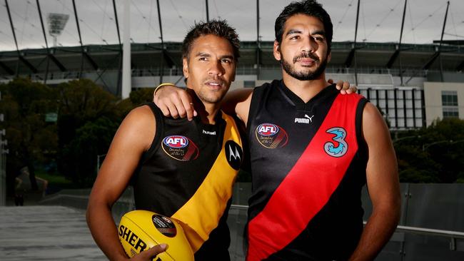 Andrew Krakouer and Dean Rioli before the first ever Dreamtime at the G game in 2005. Picture: Colleen Petch