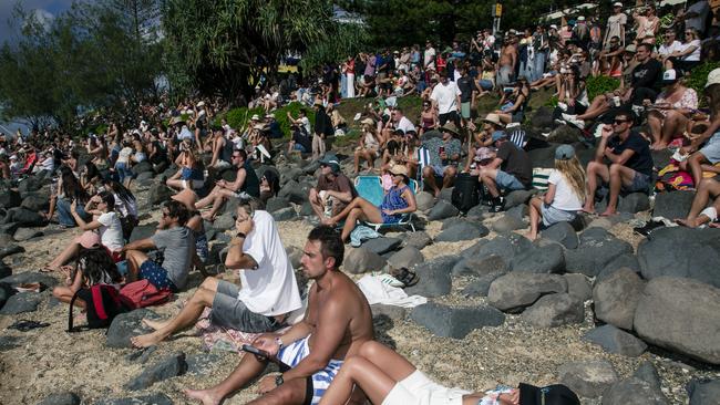 Crowds at the Gold Coast Pro, Burleigh Heads. Picture: Glenn Campbell