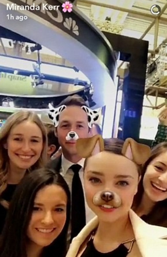 Miranda Kerr at the IPO of Snapchat at the New York Stock Exchange. Picture: Miranda Kerr/Snapchat