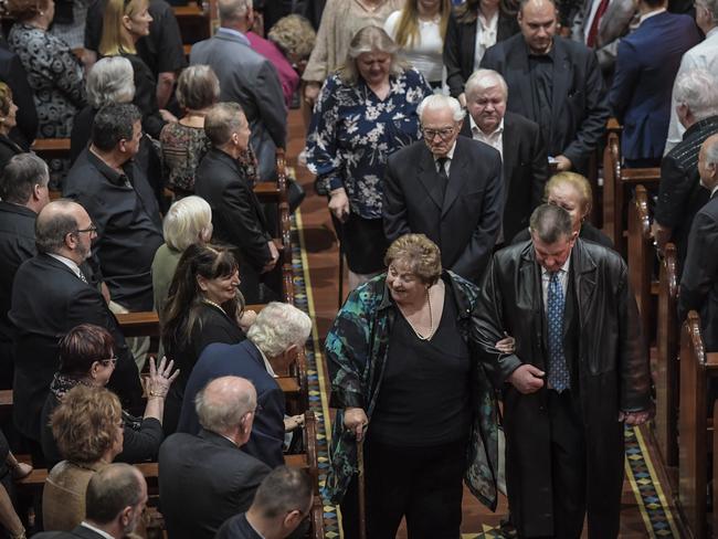 Rosemary Milisits leaves St Francis Xavier Cathedral after the funeral. Picture: Roy VanDerVegt