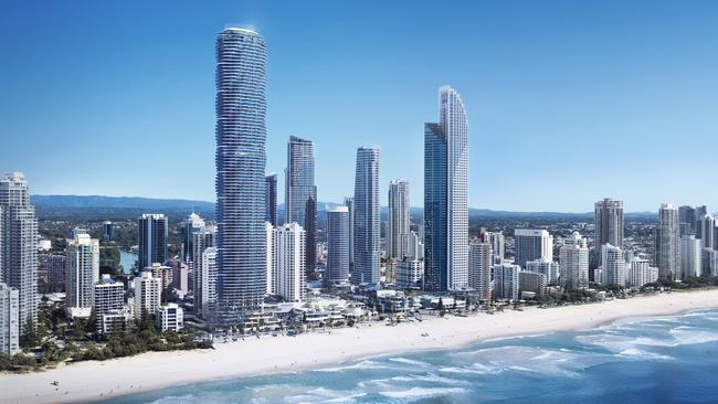 Forise Holdings' $1.2 billion Spirit tower will rise 300 metres above the Gold Coast when it's completed, making it Australia's third tallest residential tower. Artist’s Impression.