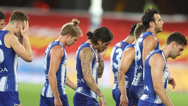 North Melbourne have been embarrassed by last year’s wooden spoon recipients, failing to score during the second half in a “horrible” outing.