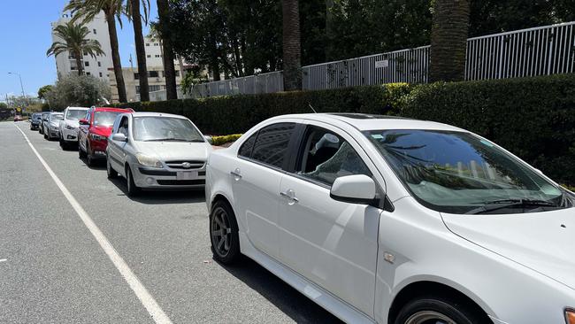 Damaged cars on Brighton Parade in Southport where vandals went on an overnight spree. Picture: Keith Woods.