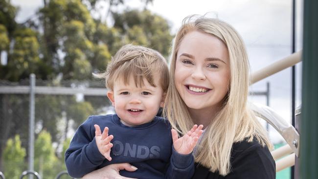 Sorell councillor Meg Brown and her son Finley Goss at Pioneers Park, Sorell. Picture: Chris Kidd