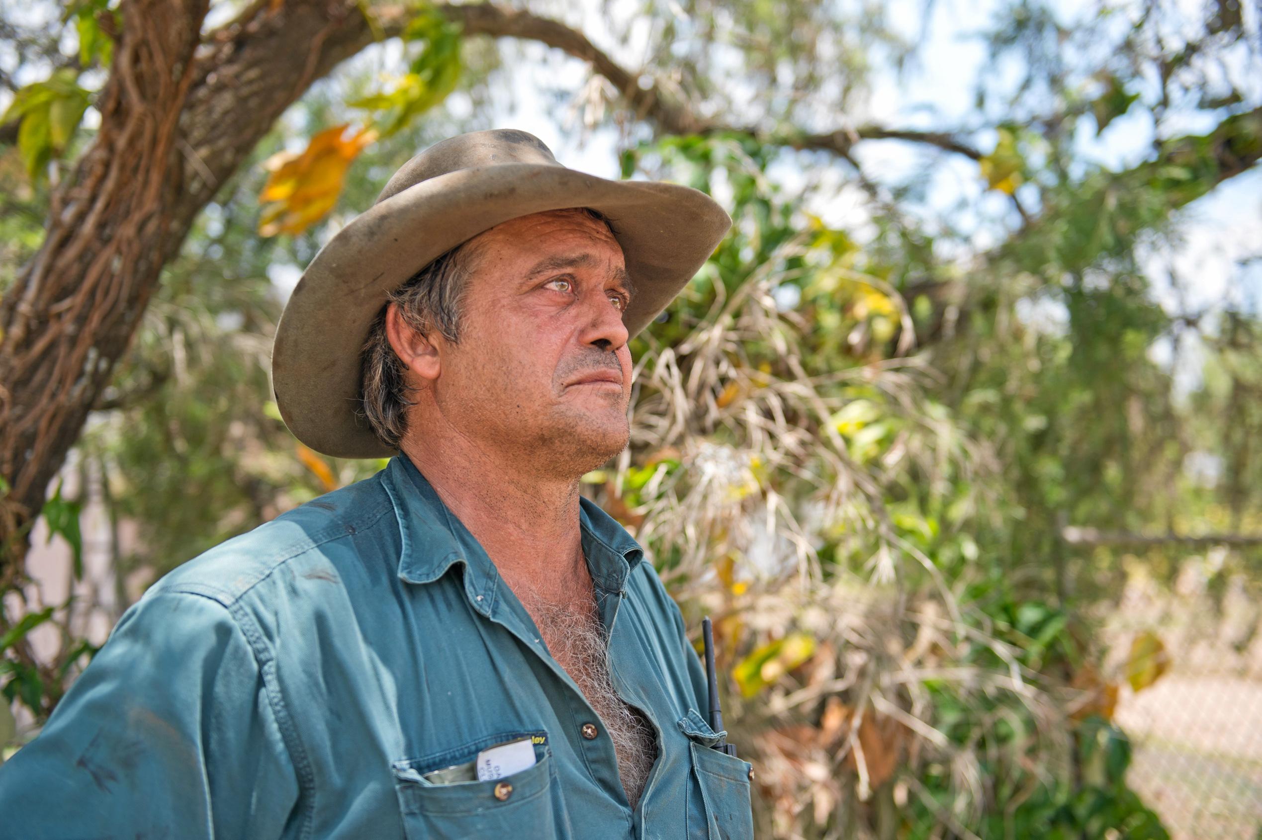 Marian-based volunteer fire fighter Chris Borg is exhausted after helping fight fires burning near Finch Hatton. Picture: Emma Murray