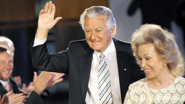 Former Australian prime minister Bob Hawke and his wife Blanche d'Alpuget. Picture: William WEST/AFP