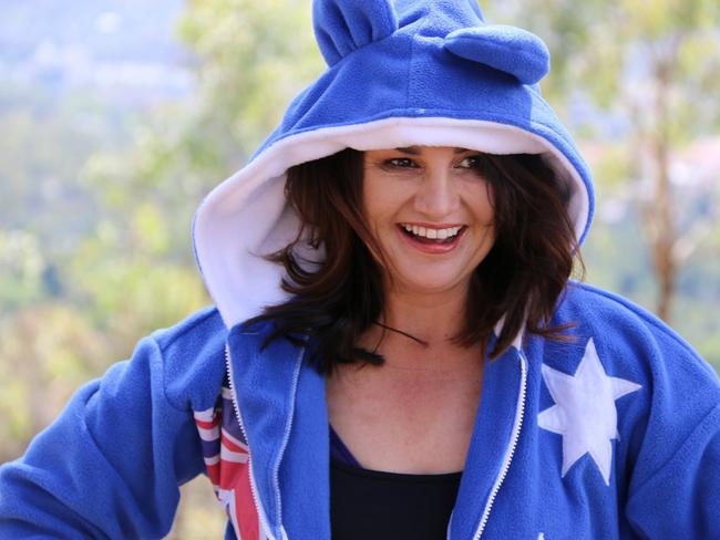 Senator Jacqui Lambie in an Australian flag onesie Picture: Facebook