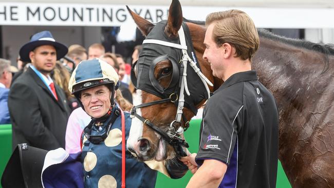 Craig Williams with Soulcombe (GB) post-race.