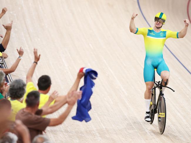 Glaetzer made up for the disappointment of failing to qualify for the men’s sprint finals. Picture: Matt King/Getty Images