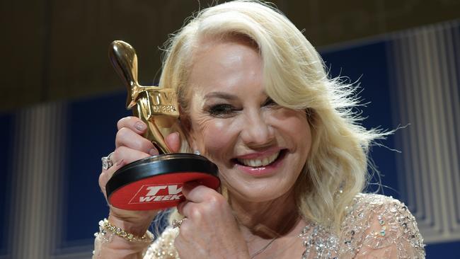 Kerri-Anne Kennerley with her Hall of Fame Logie in 2017.