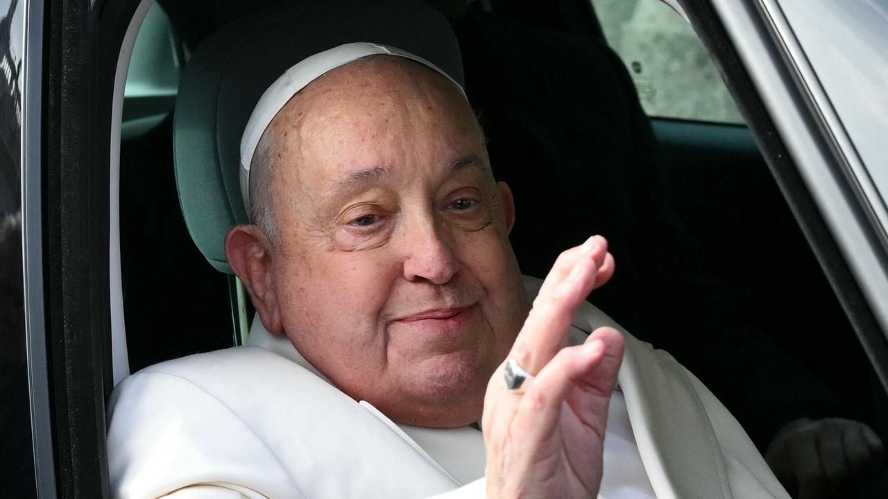 Pope Francis arrives to celebrate the mass for the Jubilee of the Armed Forces at St. Peter's square in the Vatican on February 9, 2025. Photo by Alberto PIZZOLI / AFP