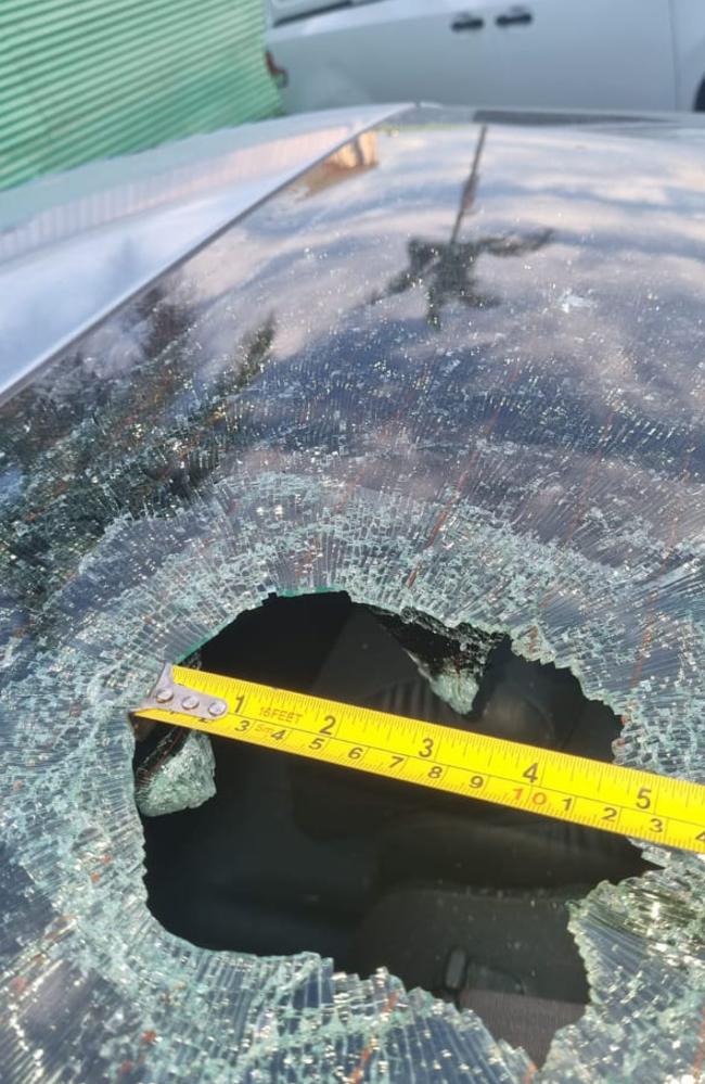 Damage caused by giant hailstones near Mackay. Picture: Supplied