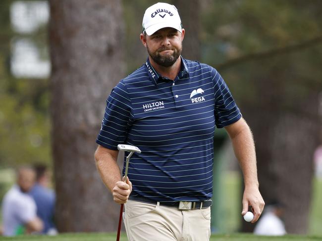 AUGUSTA, GEORGIA - APRIL 11: Marc Leishman of Australia reacts to his putt on the sixth green during the final round of the Masters at Augusta National Golf Club on April 11, 2021 in Augusta, Georgia.   Jared C. Tilton/Getty Images/AFP == FOR NEWSPAPERS, INTERNET, TELCOS & TELEVISION USE ONLY ==