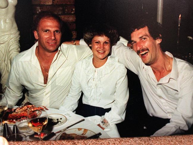 NSW convicted murderer gangster Arthur Stanley "Neddy" Smith with wife Deborah and Harvey Jones Dec 1982.