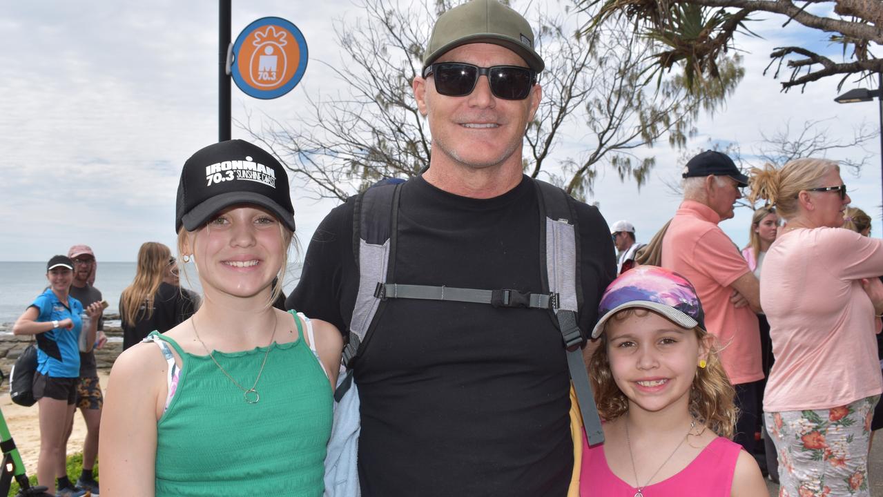 Martin, Lucia and Jolie Kenny at the Sunshine Coast Ironman 70.3 at Mooloolaba 2022.