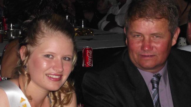 Mundubbera Miss Showgirl 2011 entrant Alicia Barbour with her dad Gary at the That's Hollywood show cabaret. Photo Sue Harris / Central & North Burnett Times