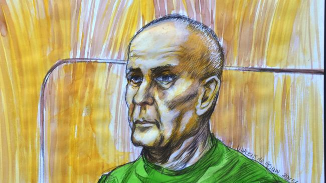 Dawson appears in the Sydney District Court charged with historic carnal knowledge. Sketch: Vincent de Gouw