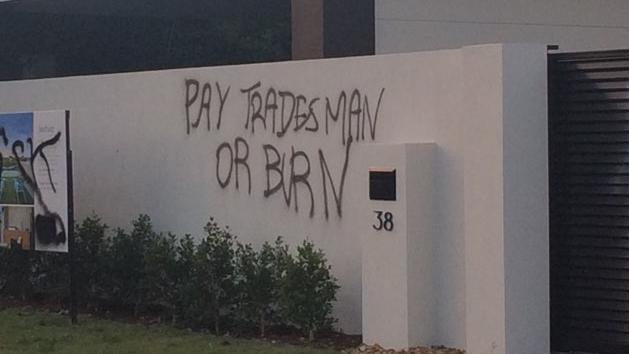 A Broadbeach Waters house which was sprayed with graffiti. Photo: Supplied