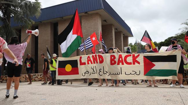 Hundreds of Territorians demonstrated on Invasion Day 2024 by marching from Civic Park through Darwin city on Friday, January 26. Picture: Zizi Averill