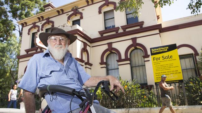 Macarthur Chronicle - Pictured: Henry Smith (81) of Woodbine NSW - The CBC building at 263 Queen Street, Campbelltown NSW Australia is heritage listed and potentially under threat from development at the rear of the building (which isn't heritage listed). Campbelltown Council has received a development application (DA) for a 17-storey apartment building.