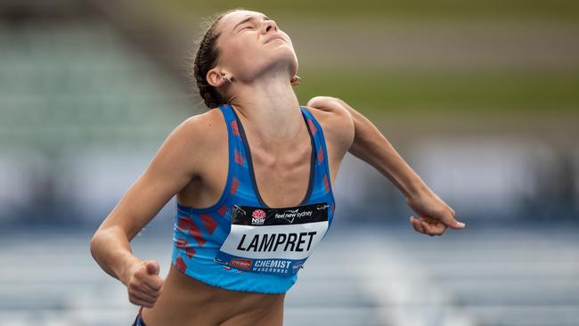 Tammin Lampret after the U15 hurdles.