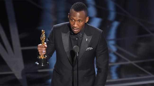 Mahershala Ali accepts the award for best actor in a supporting role for Moonlight. Picture: AP